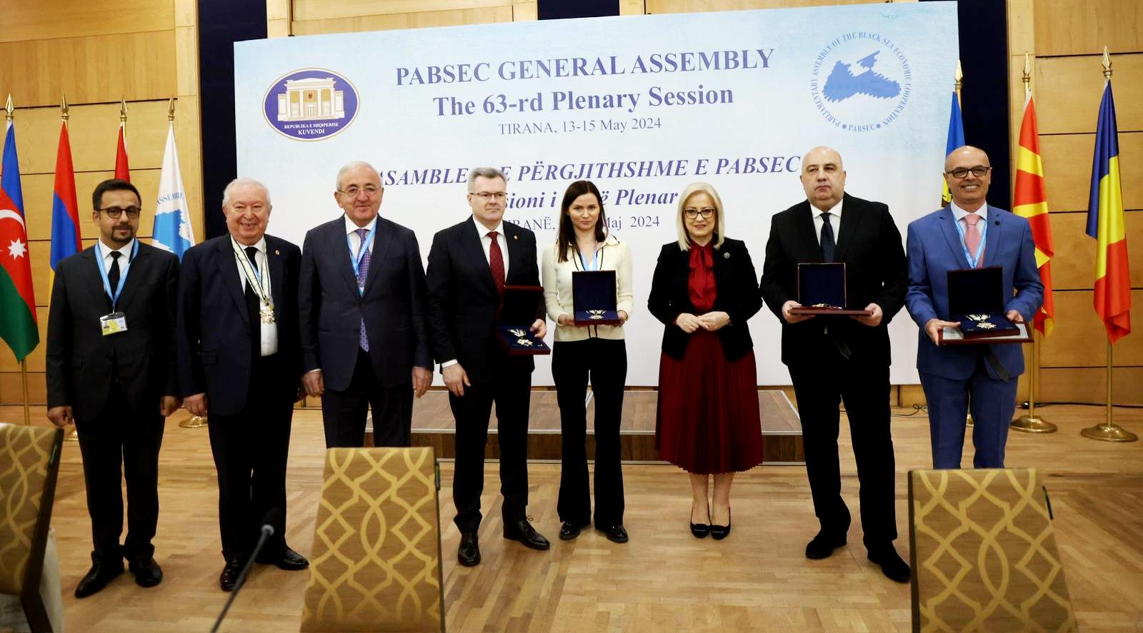 PABSEC Medal of Honour for Akkan Suver by the President of the Albanian Parliament Nikolla