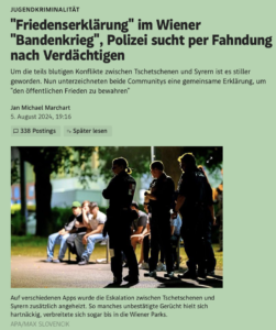 Wir verzichten auf solche feudalen Wiener „Taliban-Banden Friedenserklärungen“ in einem Rechtsstaat.
